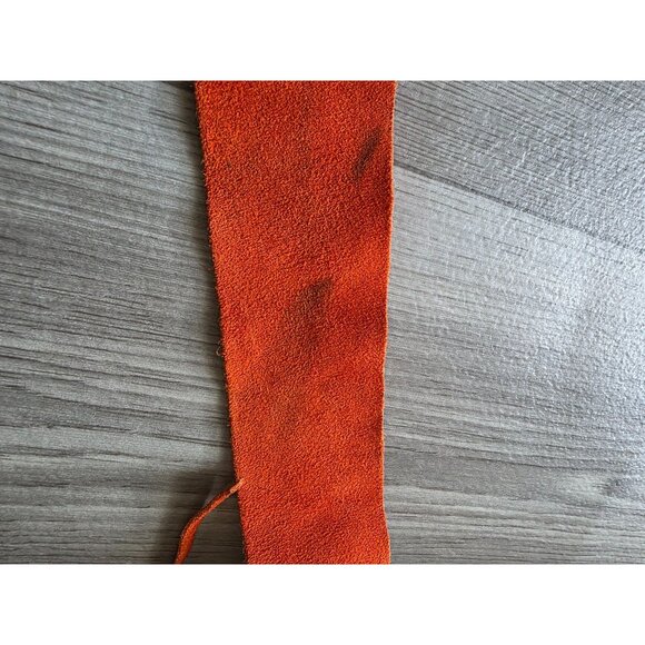 Kim Craftsman Orange Suede Belt With Fringe & Brass D-Ring Buckle - Picture 7 of 10